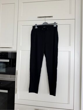 Theory Black Linen Blend Drawstring Casual Pants